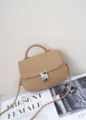 Borsa a mano in vera pelle color cammello, elegante borsa a tracolla e borsa da donna. - 21*7*15cm / Albicocca Latte