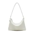 Minimalist white leather shoulder bag for women, elegant hobo handbag for daily commute. - 31x4x21cm / Milk White