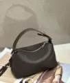Brown genuine leather pillow handbag, trendy soft top-handle crossbody bag for women. - 22x9x11cm / Ebony