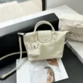 Minimalist top-layer cowhide leather tote bag with small coin purse, stylish crossbody handbag. - 31*9*20cm / White