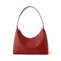 Red genuine leather shoulder bag for women, versatile underarm handbag, elegant daily wear. - China Red