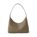 Taupe leather shoulder bag, minimalist underarm handbag for women, chic daily accessory variant. - Elephant Gray