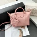 Pink genuine leather top-handle shoulder bag with mini coin purse charm stylish women tote. - 31*9*20cm / Pink
