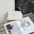 Off-white genuine leather mini crossbody bag, cowhide phone bag, stylish shoulder bag. - White
