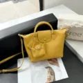 Yellow leather handbag women tote crossbody bag with mini charm stylish shoulder bag chic purse - 31*9*20cm / Yellow