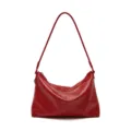 Red leather shoulder bag, stylish commuter hobo handbag with zip closure and top handle. - 31x4x21cm / Cardinal Red