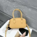 Sac à main Boston mini en cuir véritable pour femme élégant sac bandoulière jaune - Jaune
