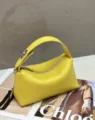 Yellow Leather Top-Handle Pillow Bag Soft Cowhide Niche Crossbody Handbag for Women - 22x9x11cm / Chick Yellow
