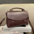 Womens genuine leather retro crossbody shoulder bag casual underarm bag chic retro design. - Coffee