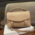 Retro genuine leather women shoulder bag, casual chic crossbody handbag for daily wear. - Apricot