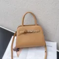 Classic genuine leather handbag for women, stylish commuter shoulder and crossbody bag. - 24 * 10 * 18CM / Milk Apricot
