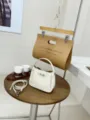 Mini leather Kelly handbag, elegant top-handle shoulder bag in white, chic daily purse. - 20*9*16cm / Off White