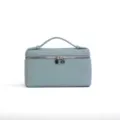 Mini borsa a mano quadrata in vera pelle di bovino azzurro con manico e zip elegante - 19*6.5*11.5cm / Blu Lino