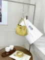 Mini genuine leather bucket bag, versatile casual crossbody handbag with top handle and lock. - 20*9*16cm / Chick Yellow