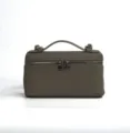 Elegante borsa a tracolla da donna in vera pelle, borsetta chic con manico superiore. - Grigio scuro