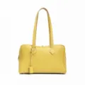 Gelbe Umhängetasche aus echtem Leder für Damen, elegante Boston Handtasche für Alltag. - Kükengelb