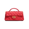 Red quilted small handbag for women, chic top handle square bag with classic rhombus pattern. - 22*7*11cm / Red