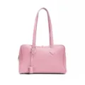 Pink leather Boston shoulder bag, classic luxury top-layer cowhide commuting handbag for women. - 22x9x12cm / Pink