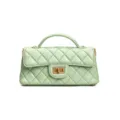 Light Green Quilted Top Handle Small Square Bag Classic Elegant Chic Handbag Shoulder Purse - 22*7*11cm / Mint Green
