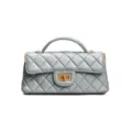 Gray quilted leather mini top handle handbag with classic turn lock closure and diamond pattern. - 22*7*11cm / Twilight Gray