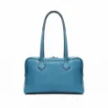 Blaues Leder Tragetasche Damen Business Freizeit Boston Handtasche aus Oberleder - Denim-Blau