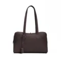 Damen echtes leder boston handtasche stylische henkeltasche freizeit commute umhängetasche - Ebenholz