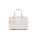 Hellgraue Handtasche aus echtem Rindsleder, elegante Boston Tasche fur Damen Alltag. - Milchweiß