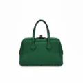 Grüne Leder Boston Tasche Damen lässige Umhängetasche hochwertige Pendler Rindsleder Handtasche - Samtgrün