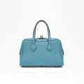 Blaue Leder Henkeltasche Boston Handtasche, elegante Damen Umhängetasche für Alltag und Büro. - Nordblau