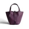 Purple top layer cowhide bucket bag, stylish genuine leather handbag for daily women use. - Medium 18*13*18cm / Sea Anemone Purple
