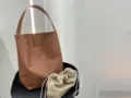 Borsa a tracolla in pelle marrone borsa a secchiello minimalista per lavoro con pochette - Piccolo 31*32*12cm / Marrone Dorato