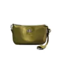 Stylish olive green leather shoulder bag with chic metal lock closure and trendy urban design. - 23*5*13cm / Green