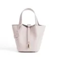 Light pink genuine leather bucket bag, stylish top handle handbag for women daily casual wear. - Medium 18*13*18cm / Nude Pink