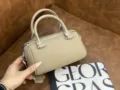 Mini sac à main Boston en cuir taupe, design élégant avec poignée pour le style quotidien. - 19*10*9cm / Gris éléphant