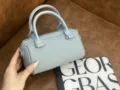 Light blue genuine leather Boston handbag, stylish small crossbody bag for women daily use. - 19*10*9cm / Pale Blue