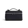 Borsa beauty case in vera pelle, borsa a tracolla classica con manico per donne quotidiane. - colore ebano