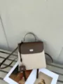 Two-tone leather women backpack casual travel stylish shoulder bag chic brown beige daypack. - 25x11x24cm / Beige Coffee