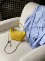 Yellow Leather Shoulder Bag Mini Crossbody Handbag with Chain Strap for Women Daily Fashion Style - 16*14*7cm / Yellow
