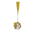Close-up of a delicate metal cat bookmark with golden tassel and floral wreath design. - Style 2