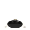 Schwarze Acryl Abendtasche Clutch mit goldener Kette, elegante mangoformige Tasche. - Schwarz