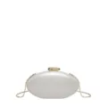 Elegante ovale Acryl Abendtasche mit Perlmuttglanz und Goldkette für Damen Partys - Weiß