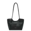 Sac cabas en cuir noir pour femme, élégant sac porté épaule minimaliste et tendance. - Sans Ornement / Noir