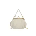 Sac coquillage plissé blanc cassé, variante élégante avec poignée perle et bandoulière. - Blanc Cassé