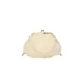 Κομψή μπεζ τσάντα βραδινή clutch με λουλούδια και αλυσίδα από πέρλες για γυναίκες. - Ζαχαρί