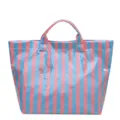 Μπλε ροζ ριγέ τσάντα PVC tote μεγάλη χωρητικότητα casual μόδα τσάντα για το καλοκαίρι. - Ροζ Μπλε Ρίγες