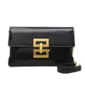 Chic black shoulder crossbody bag with gold metal lock, trendy versatile chain design for women. - Black