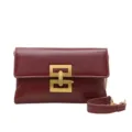 Burgundy patent leather chain crossbody bag, elegant minimalist women shoulder bag. - Red