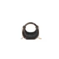Elegant glitter metallic ring handle crossbody evening bag, stylish compact shoulder purse. - Gunmetal