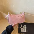 Ροζ τσάντα ώμου από καμβά casual μόδα μινιμαλιστική τσάντα χιαστί με μεταλλικό φερμουάρ - Χωρίς Διακόσμηση / Ροζ