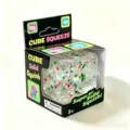 Transparenter Klotz Quetschspielzeug Detail mit Glitzer Design und langsamer Erholung und Druckabbau. - 5.5cm Weihnachts-Eiswürfel Grün Farbbox